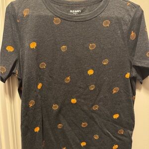 Old Navy Charcoal Tee with Pumpkin Design